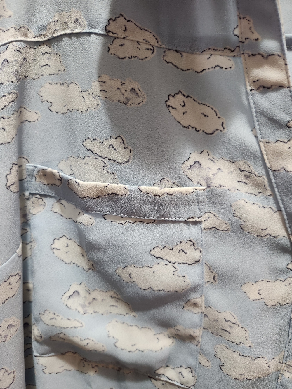 ISO Express Light Blue Blouse with Cream Cloud Print